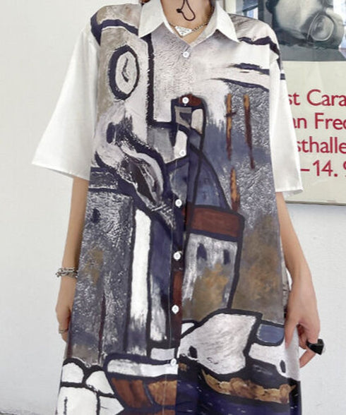 Abstract Cityscape Art Shirt Dress